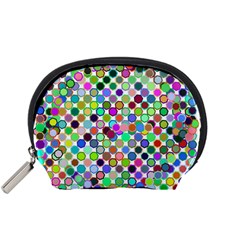 Colorful Dots Balls On White Background Accessory Pouches (small)  by Simbadda