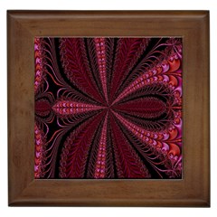 Red Ribbon Effect Newtonian Fractal Framed Tiles by Simbadda