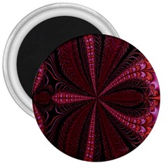 Red Ribbon Effect Newtonian Fractal 3  Magnets by Simbadda