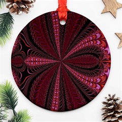 Red Ribbon Effect Newtonian Fractal Ornament (round) by Simbadda