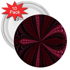 Red Ribbon Effect Newtonian Fractal 3  Buttons (10 Pack)  by Simbadda