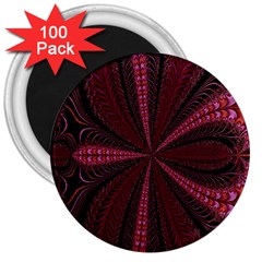 Red Ribbon Effect Newtonian Fractal 3  Magnets (100 Pack) by Simbadda