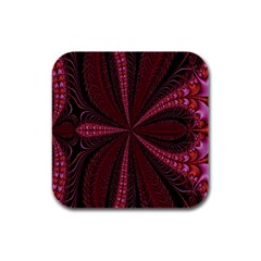 Red Ribbon Effect Newtonian Fractal Rubber Square Coaster (4 Pack)  by Simbadda