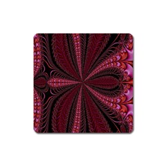 Red Ribbon Effect Newtonian Fractal Square Magnet by Simbadda