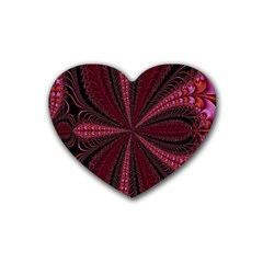 Red Ribbon Effect Newtonian Fractal Rubber Coaster (heart)  by Simbadda