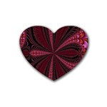 Red Ribbon Effect Newtonian Fractal Rubber Coaster (Heart)  Front