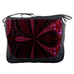 Red Ribbon Effect Newtonian Fractal Messenger Bags by Simbadda