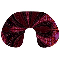 Red Ribbon Effect Newtonian Fractal Travel Neck Pillows by Simbadda