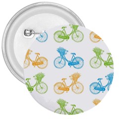 Vintage Bikes With Basket Of Flowers Colorful Wallpaper Background Illustration 3  Buttons by Simbadda