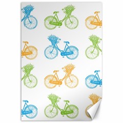 Vintage Bikes With Basket Of Flowers Colorful Wallpaper Background Illustration Canvas 12  X 18   by Simbadda