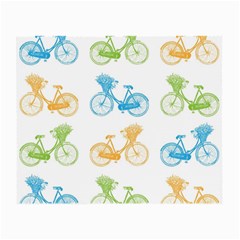 Vintage Bikes With Basket Of Flowers Colorful Wallpaper Background Illustration Small Glasses Cloth (2-side) by Simbadda