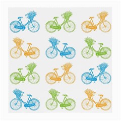 Vintage Bikes With Basket Of Flowers Colorful Wallpaper Background Illustration Medium Glasses Cloth by Simbadda