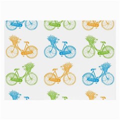 Vintage Bikes With Basket Of Flowers Colorful Wallpaper Background Illustration Large Glasses Cloth (2-side) by Simbadda