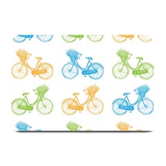 Vintage Bikes With Basket Of Flowers Colorful Wallpaper Background Illustration Plate Mats by Simbadda