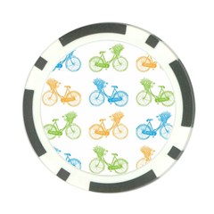 Vintage Bikes With Basket Of Flowers Colorful Wallpaper Background Illustration Poker Chip Card Guard by Simbadda