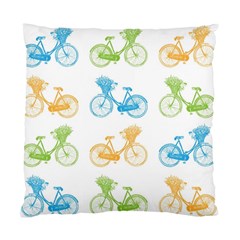 Vintage Bikes With Basket Of Flowers Colorful Wallpaper Background Illustration Standard Cushion Case (two Sides) by Simbadda