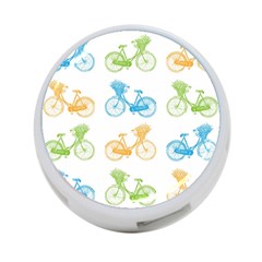 Vintage Bikes With Basket Of Flowers Colorful Wallpaper Background Illustration 4-port Usb Hub (one Side) by Simbadda