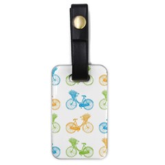 Vintage Bikes With Basket Of Flowers Colorful Wallpaper Background Illustration Luggage Tags (one Side)  by Simbadda