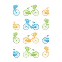 Vintage Bikes With Basket Of Flowers Colorful Wallpaper Background Illustration Shower Curtain 48  X 72  (small)  by Simbadda