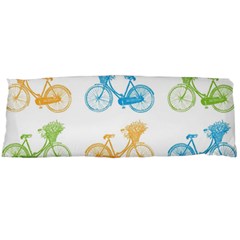 Vintage Bikes With Basket Of Flowers Colorful Wallpaper Background Illustration Body Pillow Case (dakimakura) by Simbadda