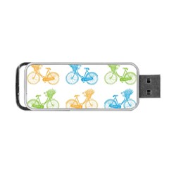 Vintage Bikes With Basket Of Flowers Colorful Wallpaper Background Illustration Portable Usb Flash (one Side) by Simbadda