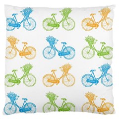 Vintage Bikes With Basket Of Flowers Colorful Wallpaper Background Illustration Standard Flano Cushion Case (one Side) by Simbadda