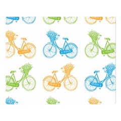 Vintage Bikes With Basket Of Flowers Colorful Wallpaper Background Illustration Double Sided Flano Blanket (large)  by Simbadda