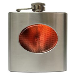 Background Technical Design With Orange Colors And Details Hip Flask (6 Oz) by Simbadda