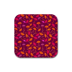 Umbrella Seamless Pattern Pink Lila Rubber Square Coaster (4 Pack)  by Simbadda