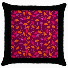 Umbrella Seamless Pattern Pink Lila Throw Pillow Case (black) by Simbadda