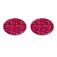 Umbrella Seamless Pattern Pink Lila Cufflinks (oval) by Simbadda