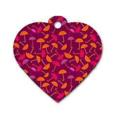 Umbrella Seamless Pattern Pink Lila Dog Tag Heart (one Side) by Simbadda