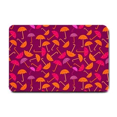 Umbrella Seamless Pattern Pink Lila Small Doormat  by Simbadda