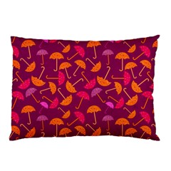 Umbrella Seamless Pattern Pink Lila Pillow Case by Simbadda