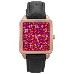 Umbrella Seamless Pattern Pink Lila Rose Gold Leather Watch  by Simbadda