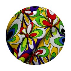 Colorful Textile Background Ornament (round) by Simbadda