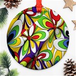 Colorful Textile Background Ornament (Round) Front