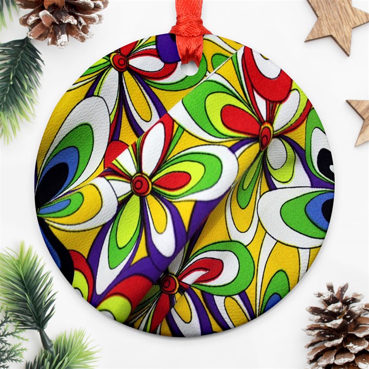 Colorful Textile Background Ornament (Round)