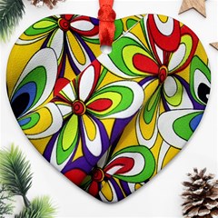 Colorful Textile Background Ornament (heart) by Simbadda