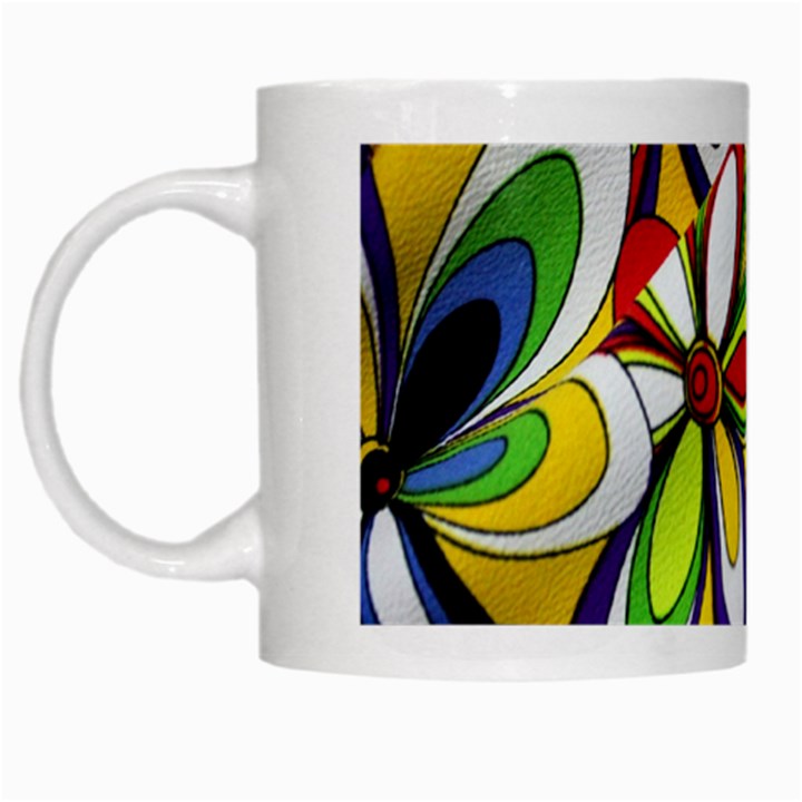 Colorful Textile Background White Mugs