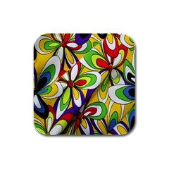 Colorful Textile Background Rubber Square Coaster (4 Pack)  by Simbadda