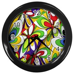 Colorful Textile Background Wall Clocks (black) by Simbadda