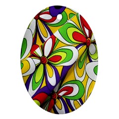 Colorful Textile Background Oval Ornament (two Sides) by Simbadda