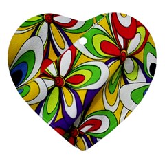 Colorful Textile Background Heart Ornament (two Sides) by Simbadda