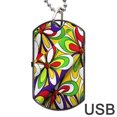 Colorful Textile Background Dog Tag Usb Flash (one Side) by Simbadda