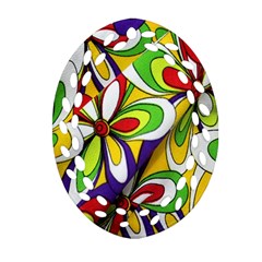 Colorful Textile Background Ornament (oval Filigree) by Simbadda