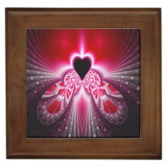 Illuminated Red Hear Red Heart Background With Light Effects Framed Tiles by Simbadda