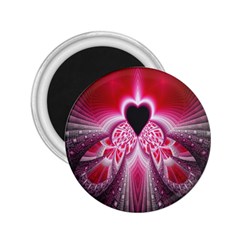 Illuminated Red Hear Red Heart Background With Light Effects 2 25  Magnets by Simbadda