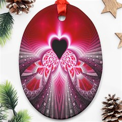 Illuminated Red Hear Red Heart Background With Light Effects Ornament (oval) by Simbadda