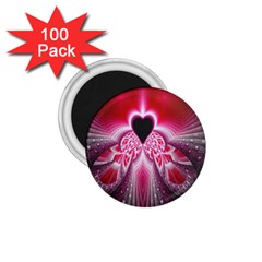 Illuminated Red Hear Red Heart Background With Light Effects 1 75  Magnets (100 Pack)  by Simbadda